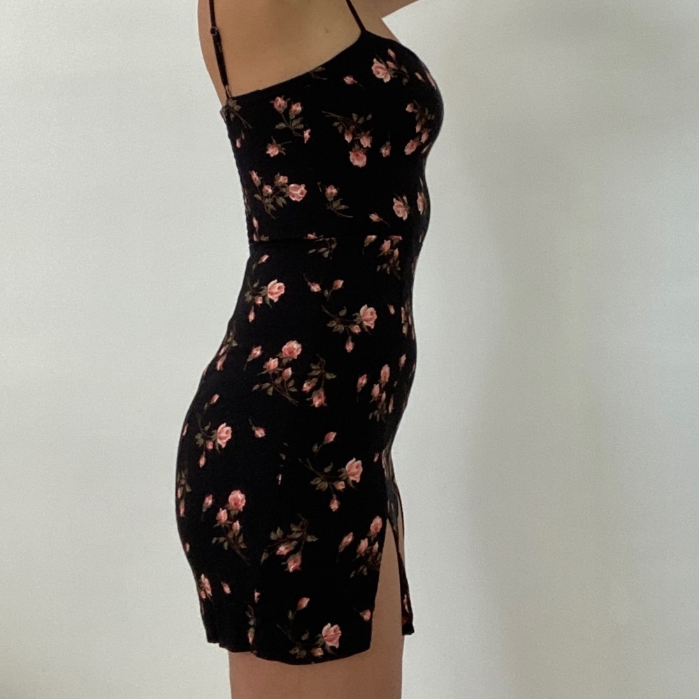 Reformation Black Floral Mini Dress - Picture 3 of 5